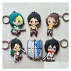Keychains Lanyards 20st Figur Attack på Titan Key Chain 3D Double Side PVC Keyring Wings of Liberty Keychain for Bags Kids Keys Ho Otwqd