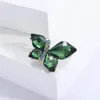 Broşlar Moda Yeşil Kristal Kelebek Broş Yaratıcı Böcek Pimleri Kadınlar İçin Resmi Ziyafet Gelinlik Takım Korsage
