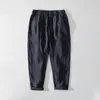 Pantaloni da uomo 2023 a righe casual per giovani estate lino traspirante versatile sciolto grande lunghezza dritta