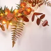 Fleurs décoratives 1 PC Plante Artificielle Guirlande 46 CM Argent Feuille LED Lumière Maison Automne Thanksgiving Halloween Décoration-72039R18