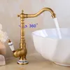 Bathroom Sink Faucets Q21 Antique Brass Basin Faucet Deck Mounted Single Handle Copper Luxury Long Spout Lavatory Cold Mixer Tap