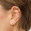 Dos Boucles D'oreilles Punk Petit Chunky Rond Cercle Clip Femmes En Acier Inoxydable Plaqué Or Oreille Manchette Pas De Piercing Tube Épais Clips D'oreilles Bijoux