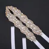 Faixas de casamento SESTHFAR Cinto Ouro Strass Faixa Flor de Cristal Noiva Para Vestidos de Dama de Honra