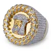 Mens Hip Hop Iced Out Stones Anelli Fashion Gold Jesus Ring Jewelry Simulazione di alta qualità Diamond Ring255i