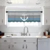 Curtain Farm Retro Wood Grain Anchor Kitchen Small Window Tulle Sheer Short Bedroom Living Room Home Decor Voile Drapes