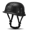 Motorhelmen Duitse WWII-stijl Hoge kwaliteit PU-lederen helm Motorcycle Chopper Open Face Half Helmet Biker Cruiser Casco Moto Capacete DOT x0731