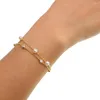 Charm Bracelets Fashion 3 Cores Double Link Chain Bracelet Pearl Cz Delicate Simples Simples Presente de Dia dos Namorados Para Ela