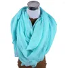 Foulards coréen couleur unie surdimensionné long coton lin plage crème solaire châle femmes hommes hiver cou Protection chaud foulard en soie B90