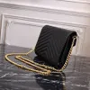 Black Classic designer bag womens wallet Genuine leather handbag Alloy chain luxury Evening bag flap shoulder bag crossbody fashion WOC Envelope bags