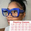 Güneş gözlükleri retro büyük boy kare okuma gözlükleri mavi ışık filtre gözlükler kadınlar için büyük çerçeve gözlükler artı +1.25 +2. J230731