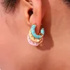 Ohrstecker Niedlich Y2K Blau Rosa Gelb Emaille Zirkon Donut Sommer Urlaub Edelstahl Trendy Damen 2023