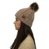 Mode Fourrure Pom Poms chapeau Pour Femmes Hiver Tricoté Bonnets Cap Épais Femme Skullies Bonnet CapsZZ