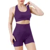 Zweiteilige Damen-Hosen-Workout-Outfits für Frauen, 2 nahtlose, gerippte, hohe Taille, Yoga-Rad-Set, Kork-Damenkleidanzüge, Flare