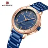 NAVIFORCE Top Marque De Luxe Or Femmes Montre À Quartz Dame Étanche Montre-Bracelet Bleu En Acier Inoxydable Brelet Femelle Horloge 5021 J230728