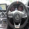 Per Benz AMG C63S di alta qualità cucito a mano antiscivolo in pelle scamosciata nera filo rosso coprivolante fai da te261i