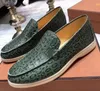 Loro piano verfraaide beste kwaliteit top luxe wandeling charmes suède loafers paren schoenen echt lederen casual slip op flats voor mannen luxe ontwerpers platte kleding schoen f