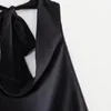 Рабочие платья ранняя осенняя мода Женская темперамент Сексуальная шейная шейка атласный жилет с высокой талией для кисточки для кисточки