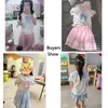 女の子のドレス夏の女の子の服jk韓国の半袖エイロドレスガールカワイイシャツカレッジスタイルプリーツスカート2ピース4〜15y 230731