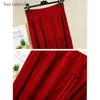 Skirts 2023 Summer Autumn Women Long A Line Pleated Solid Elastic High Waist Modal Skirt Female Big Swing Maxi Saia SE1236