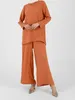 Ubrania etniczne muzułmańskie zestawy dla kobiet Islamskie 2 -częściowe garnitur Kobieta zwykłe wierzchołki elastyczne spodnie 2023 Eid Ramadan Skromne ubrania modlitewne