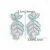 Boucles d'oreilles pendantes Niche couleur fraîche perle de riz poudre bleu couture trèfle pin en forme fille accessoires