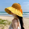 Berets 2023 Koreanische Hut Weibliche Farbe Kleber Geprägte Bogen Knoten Sommer Hohl Top Sonne Outdoor Reise