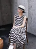 Casual Dresses Summer Womens Cotton Linen Dress Female Striped V Neck Tank Beack Maxi Long For Women