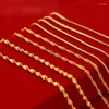 Chains YIEEYINY 2023 24K Gold Necklace 45CM Box Chain/Water Ripple/Single Water Ripple With Chain For Woman Jewelry Gift