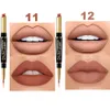 Lipstick 6pcsset Podwójny Mat Matte Matmion Długotrwały wodoodporny nagie szminki Lips Liner Ołówek Kosmetics Zestaw kosmetyczny 230731