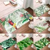 Carpets Tropical Green Leaves Entrance Doormat Watercolor Painting Flannel Area Rug Mat Carpet for Living Dorm Room Bedroom Home Decor R230731