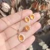 Studörhängen S925 Silverplätering 14K Gold Artificial Tiger Eye Amber Chamomile Gem Light Luxury