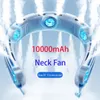 Other Home Garden 10000mAh Portable Neck Fan Rechargeable Air Conditioner Mini Silent 3 Speeds Large Wind Outdoor Bladeless Neckband FAN for Sport 230729