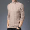 Camisolas masculinas de lã de ovelha suéter grosso pulôver de inverno gola alta cashmere jumper masculino quente puro manga comprida