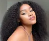 Glueless wigs v part afro curly wig no leave out thin part human hair wig