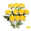 Dekorativa blommor kransar skönhet Silk Artificial Rose Home Table Decor Long Bouquet Ordna falska växt Alla hjärtans dag presenterar DRO DHF27