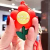 Keychains Creative Simple Key Chains For Women Little Safflower Doll Kids Toys Car Ring Bag Pendant Gifts Charms Cool