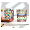 Copos de vinho Vidro pintado italiano Copo tecido Ins Arco-íris Colorf Caneca de café Beber S Drop Delivery Casa Jardim Cozinha Jantar Ba Dh4Ex