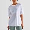 Camisas activas Súper suave Ajuste relajado Camisa de yoga hasta la cadera Fitness Malla cosida Deportes casuales Top Verano Camiseta deportiva de manga corta para