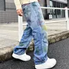 Herenbroeken 2023 Baggy jeans van hoge kwaliteit Vijfpuntige ster Volledige print Rechte pijpen Denim Hiphop Breed Casual