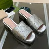 Luxury B22 Designer Slippers Italian Brand Sandals Women 2023 New Letter Stripe Leather High Heel Slippers 4cm Outer Wear Beach Slippers