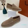 2023-Dress Shoes Luxury Designer Summer Charms Embellished Walk Loafers Couple Mens Leather Casual Slip on Flats Shoe