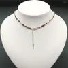 Kedjor Enkla fasetterade naturstenpärlor Halsband Tourmaline Quartz Crystal Garnet clavicle choker för kvinnliga modesmycken