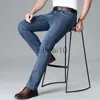 Jeans pour hommes style classique printemps été hommes mince droite bleu clair jeans 2023 nouveau denim stretch lâche denim pantalon mâle marque pantalon J230728