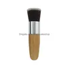 Rengöringsborstar Professionella bambu Foundation Brush Powder Concealer Blush Liquid Angled Flat Top Base Cosmetics Drop Delivery Hom Dhbne