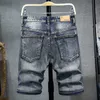 Summer New Shorts Perforated Fashion Denim Badge Men's Pants