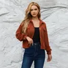 Damenjacken Cord Kurze Jacke Frauen Hemd Stil Mantel Frühling Herbst Dame Lose Oberbekleidung Solide Langhülse Tasche Casual Tops Nr