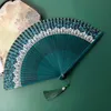 Chinese Style Products Color Change Crown Bamboo Handmade Folding Fan Luxury Style Decorative Fan Wedding Party Photo Dance Prop