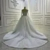 Luxus 2023 Portrait Meerjungfrau Brautkleider mit Überrock Spitze gerafft Sparkle Rhinstone Brautkleider Dubai Kleider