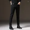 Men's Jeans Spring And Autumn 2023 Fashion Casual Versatile Slim Fit Pure Black Mid Rise Straight Long Pants Large