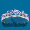 Coroa de flor de resina coreana doce e fofa acessórios de cabelo de cristal tiara para casamento feminino com strass coroa de cabelo joias
